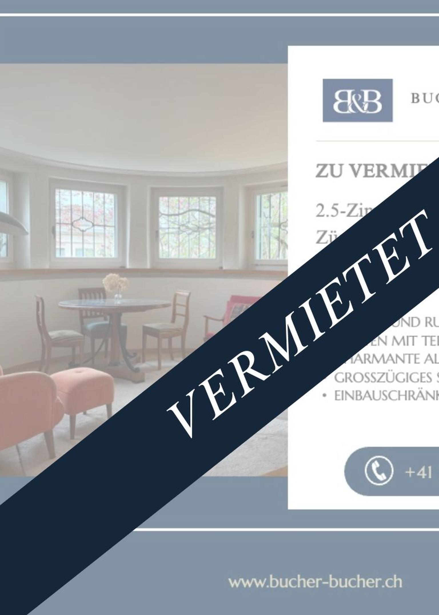 Bild von VERMITTELT: 2½-Zimmer-Wohnung zur Miete an bester Lage in Zürich mit Seesicht