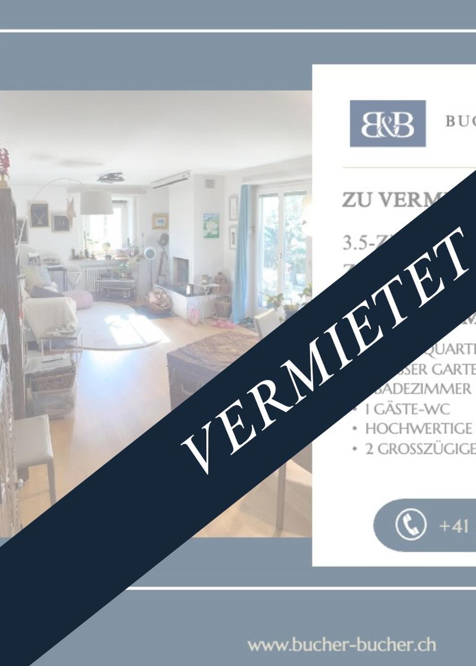 Bild von VERMITTELT: 3½-Zimmer-Wohnung zur Miete an bester Lage in Zürich mit Gartenoase